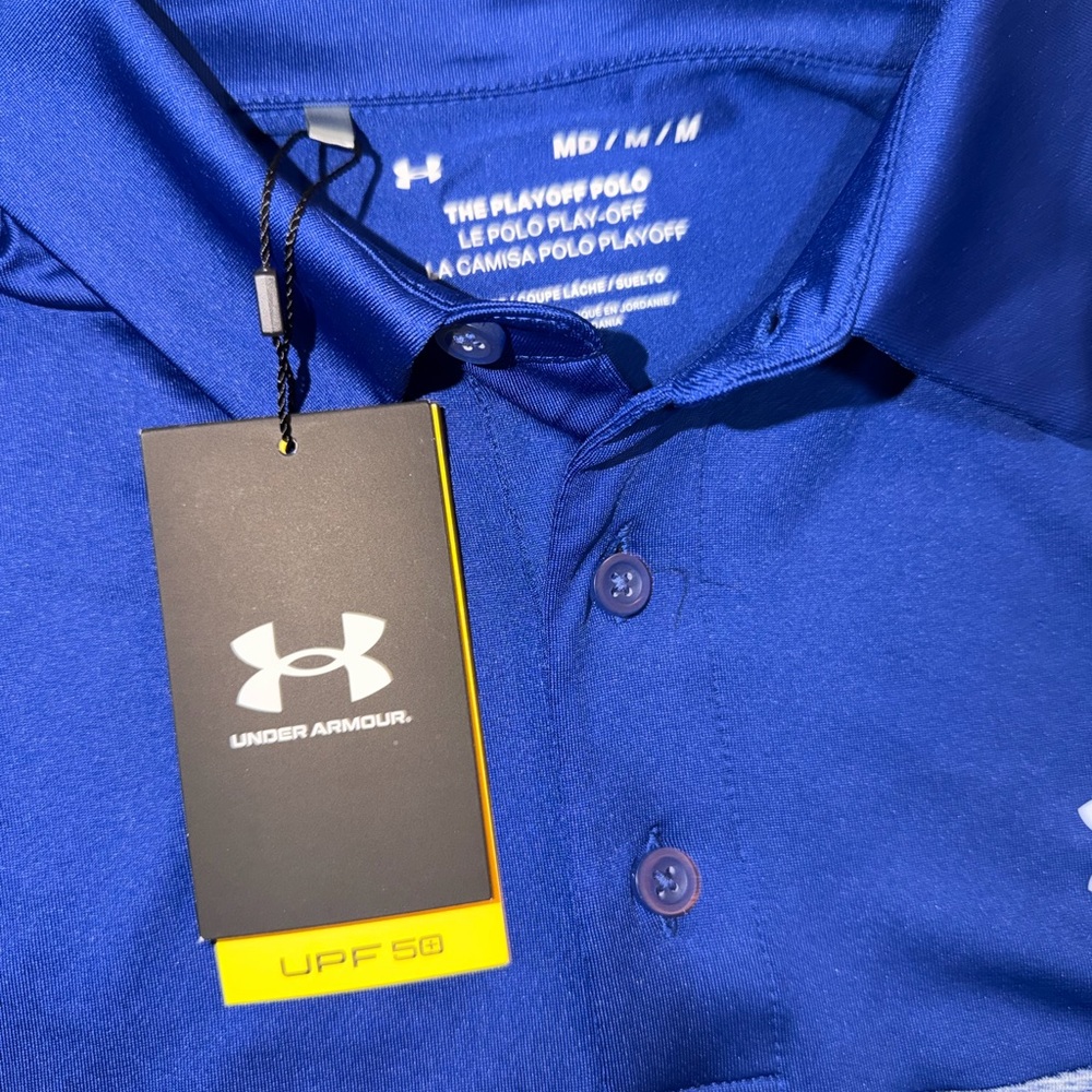 Under Armour Men’s Blue and White Block Polo - Picture 3 of 3